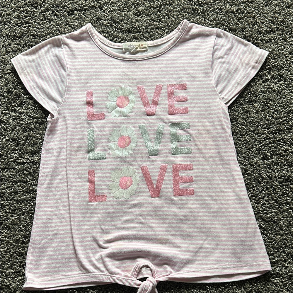 Striped Pink and White Kids Love Tee